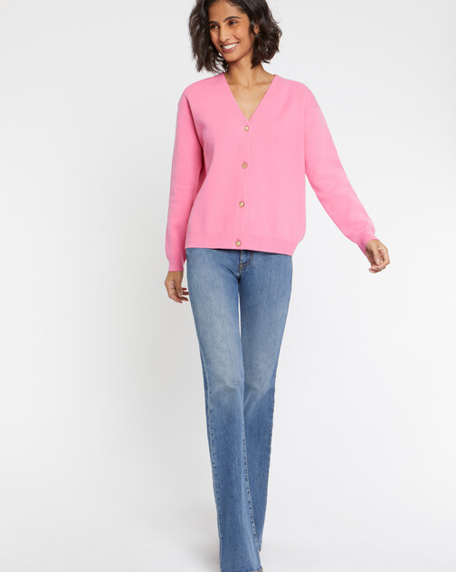 Cardigan double face à boutons bijou