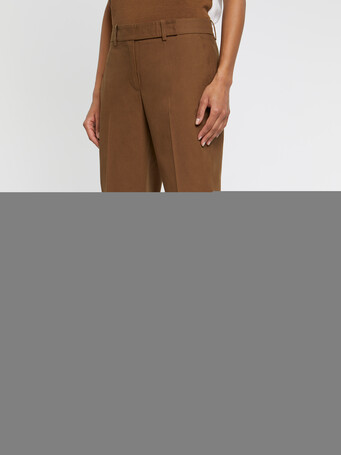 Pantalon cigarette en gabardine de coton - Havane