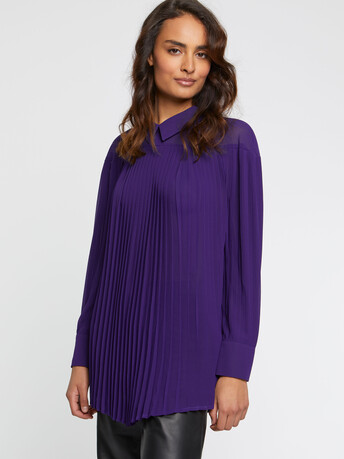 Chemise plissée en tissu crêpe - Raisin