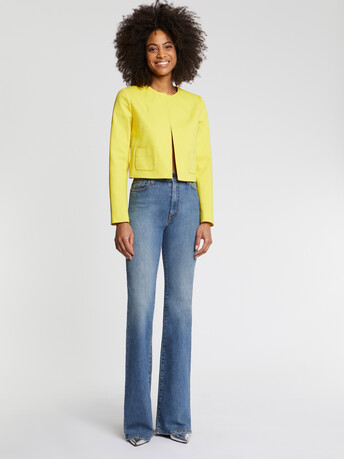 Veste courte en jacquard plumetis - Soleil