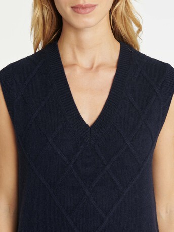 KNITTED TANK TOP - Navy blue