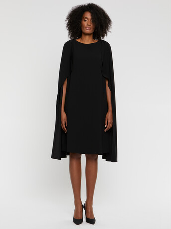 Robe cape en crêpe envers satin - Noir