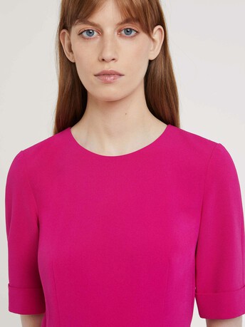 Robe midi ceinturée en crêpe envers satin - Fuchsia