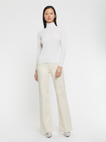 Ribbed-knit wool turtleneck sweater - Off white