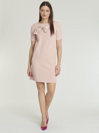 Robe trapèze en crêpe envers satin - Poudre