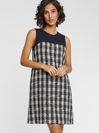 Houndstooth A-line dress - Noir / blanc casse