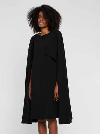Robe cape en crêpe envers satin - Noir