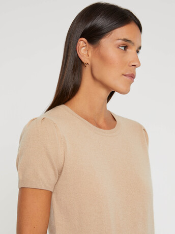 Pull manches courtes en cachemire - Camel