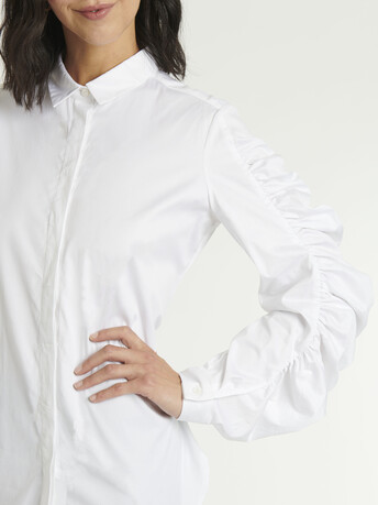 Chemise en popeline satinée - Blanc