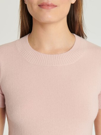 Pull manches courtes en cachemire - Poudre