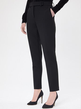 Stretch-tricotine cigarette pants - Noir