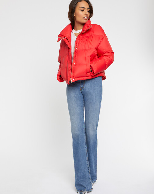Quilted down jacket with collar