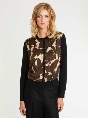 Cardigan camouflage en viscose et soie - multicolore