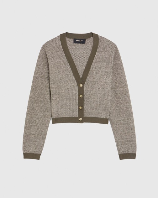 Cardigan à bouton bijou en tweed