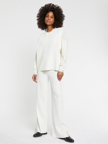 Pull bijoux en maille Milano - Blanc casse