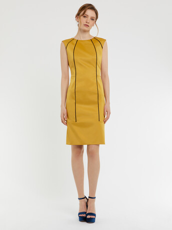 Satin shift dress - Ocre/kaki