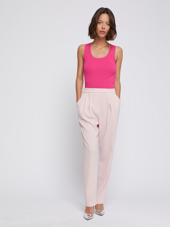 Satin-back crepe straight-leg pants - Poudre