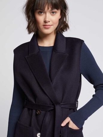 Wool and cashmere coat vest - Navy blue