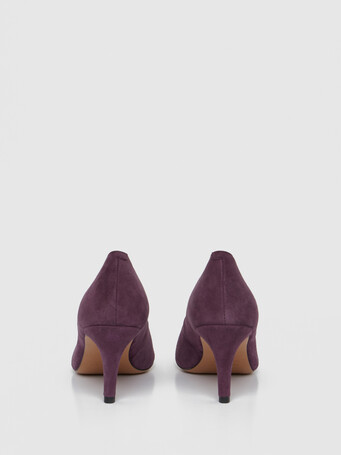 Escarpin à petit talon en cuir velours - Cassis