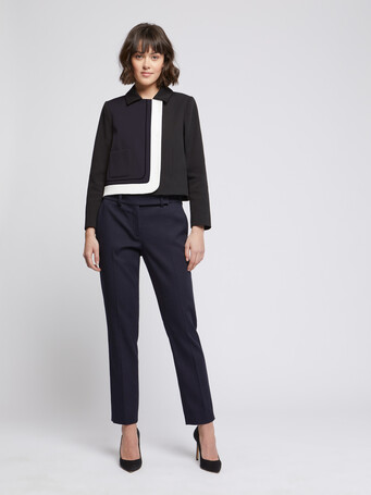 Veste courte graphique en tricotine stretch - Marine / noir