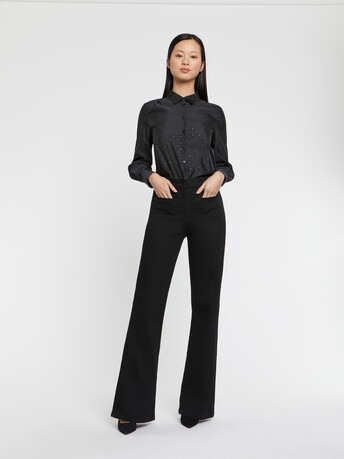 Flared stretch-cotton jeans - Noir