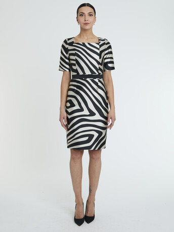 WOVEN DRESS - Noir / ivoire