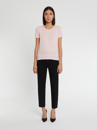 Pull manches courtes en cachemire - Poudre
