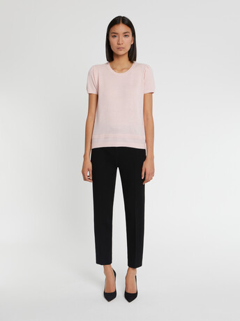 Pull manches courtes en cachemire - Poudre