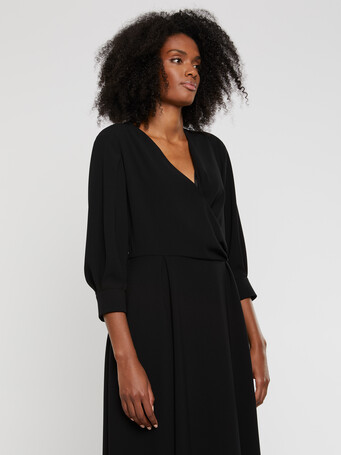 Robe longue de cérémonie en crêpe envers satin - Noir