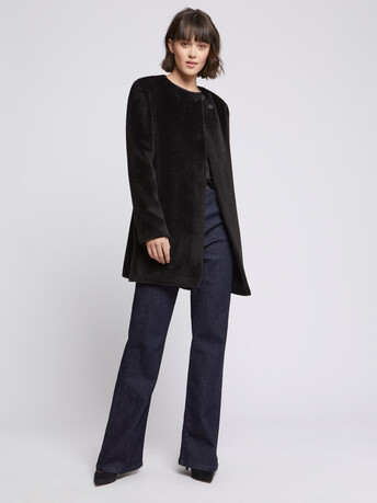 Manteau mi-long en alpaga - Noir