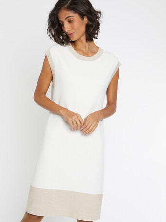 Lurex- and Milano-knit shift dress - Off white