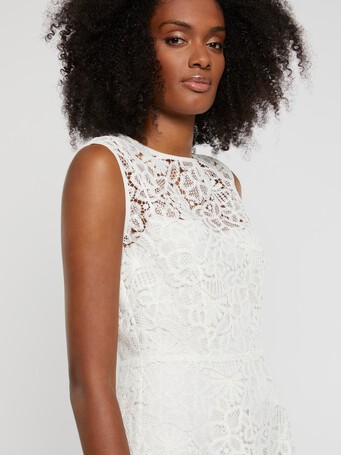 Sleeveless lace dress - Off white