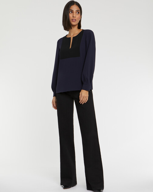 Two-tone crepe top
