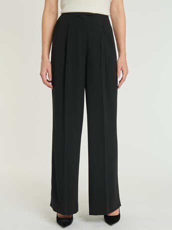 Pantalon large en crêpe envers satin - Noir