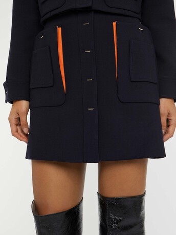 Buttoned-front mini skirt - Marine /mandarine