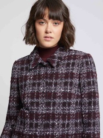 Veste courte à col en tweed bourgogne - Bourgogne