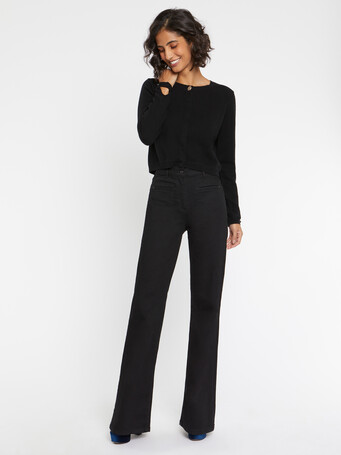 Cardigan à bouton bijou en cachemire - Noir