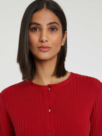 Cardigan en laine en maille côtelée - Hibiscus