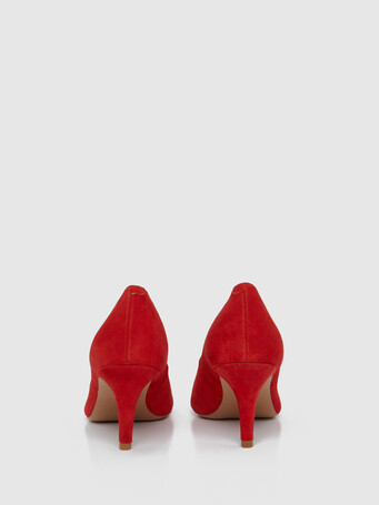 Escarpin à petit talon en cuir velours - Vermillon