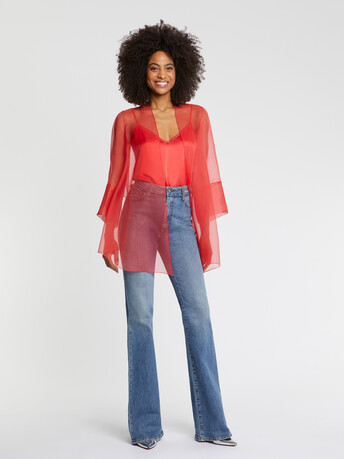 Veste ouverte transparente en organza - Vermillon