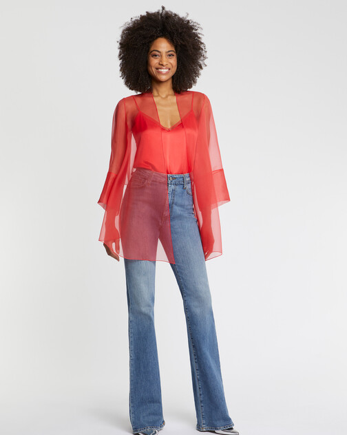 Veste ouverte transparente en organza