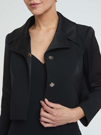 Veste courte en crêpe envers satin - Noir