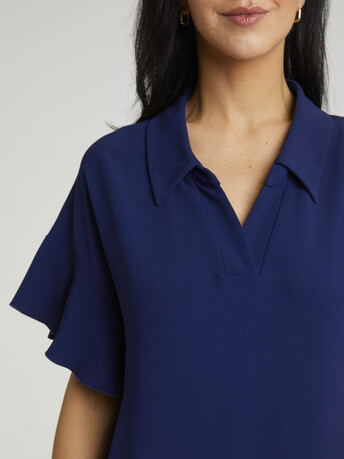 Robe courte en crêpe envers satin - Indigo