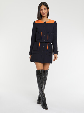 Veste courte à poches - Marine /mandarine