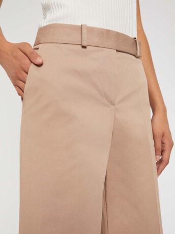 Pantalon flare en popeline de coton - Beige