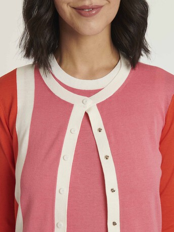 KNITTED CARDIGAN - Pink / orange