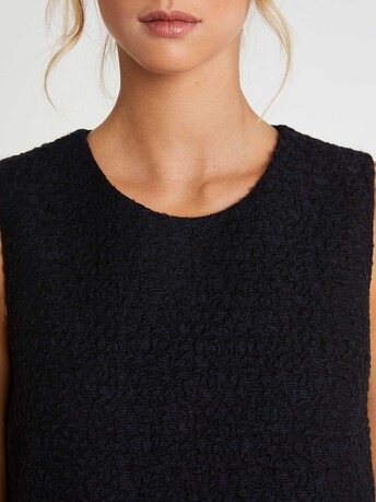 Robe courte trapèze en laine jacquard - Marine