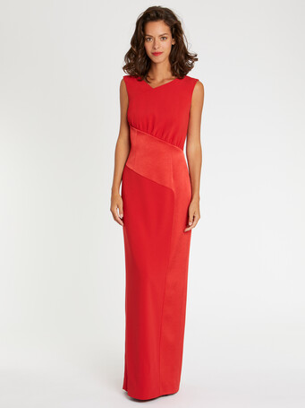 Robe longue de cérémonie en tissu crêpe - Hibiscus