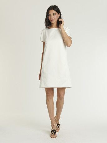 ROBE COURTE EN SATIN DUCHESSE - Blanc casse