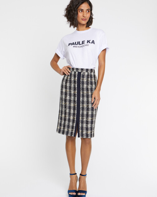 Houndstooth pencil skirt